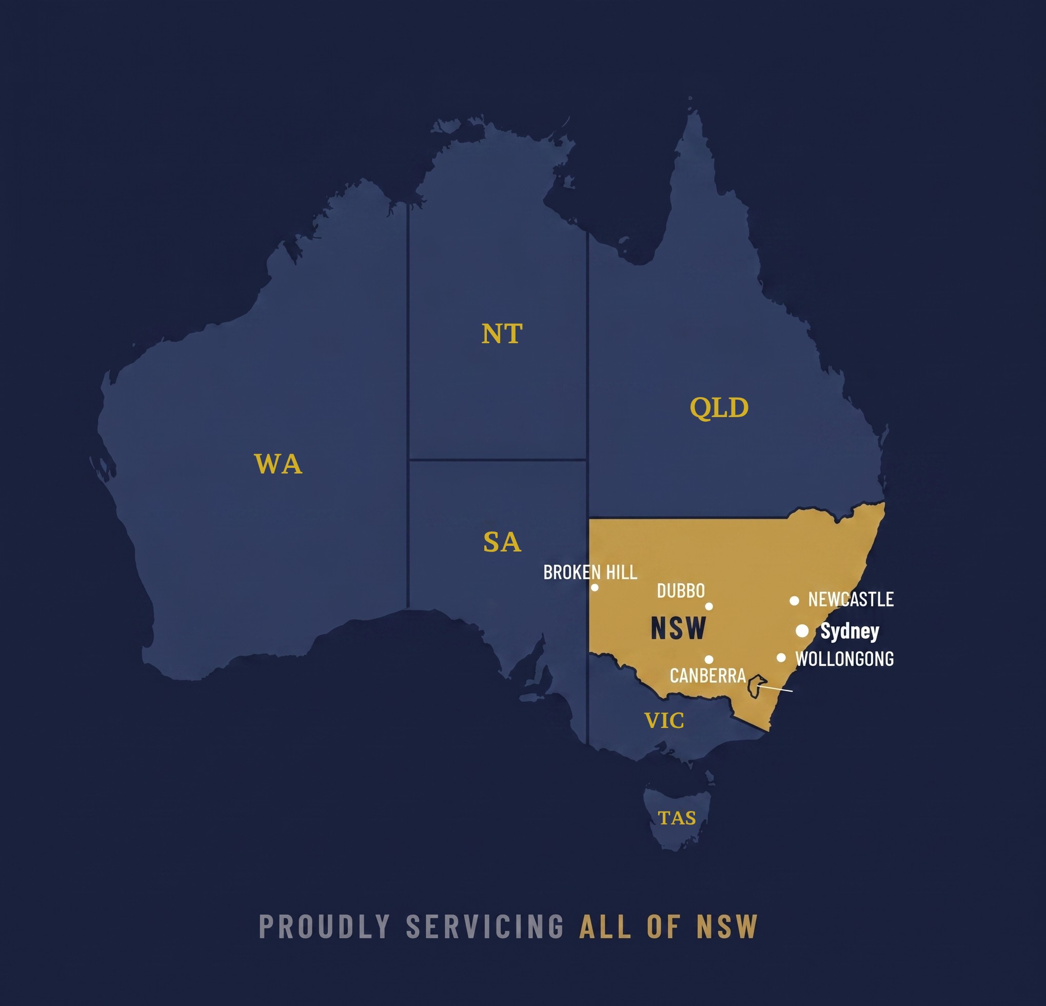 Map of Australia with New South Wales highlighted as the Umay Logistics service area